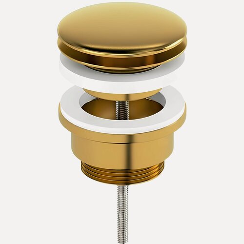 Изображение товара Донный клапан универсальный переливом и без, click-clack, золотой, 65 мм