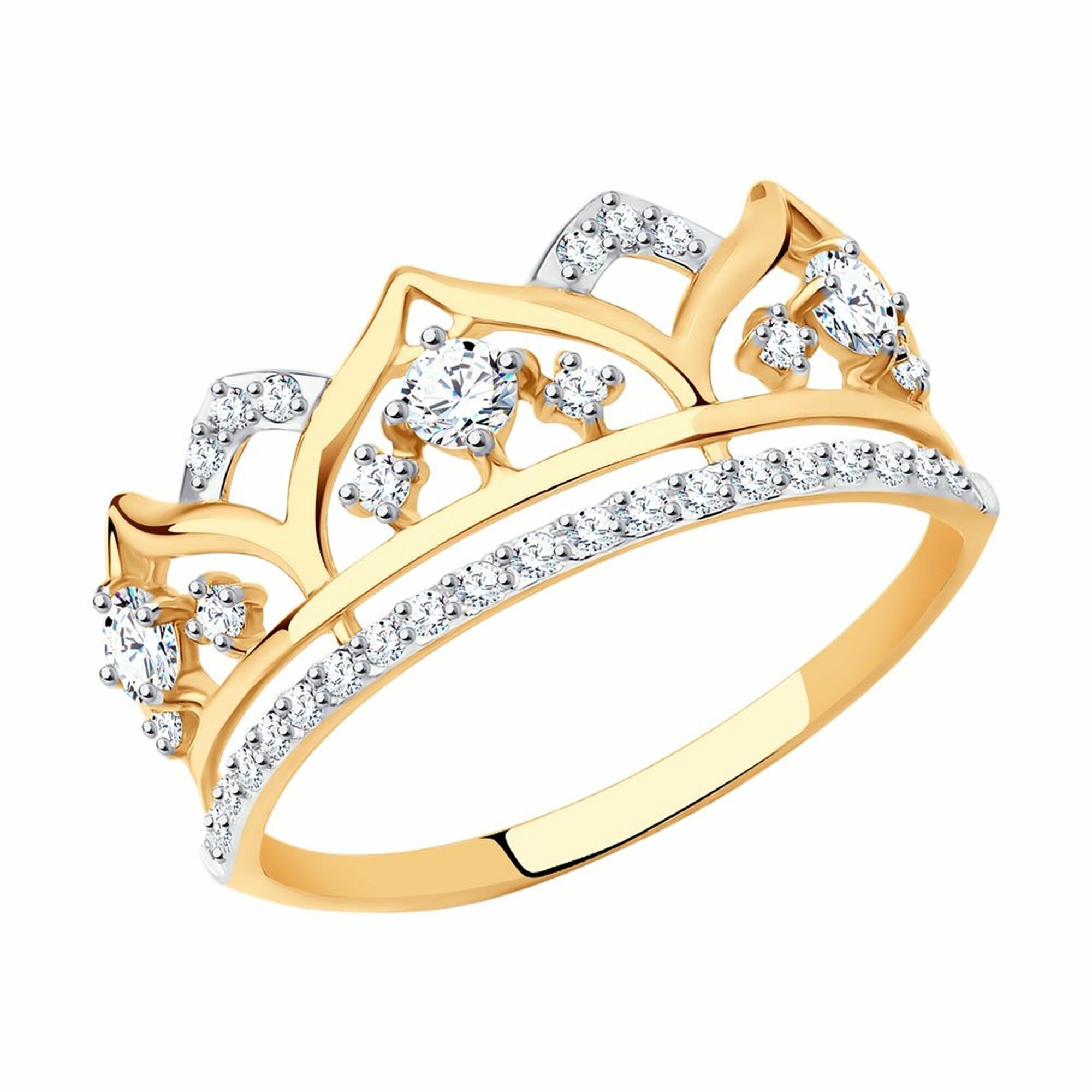 Кольцо Diamant online, красное золото, 585 проба, фианит