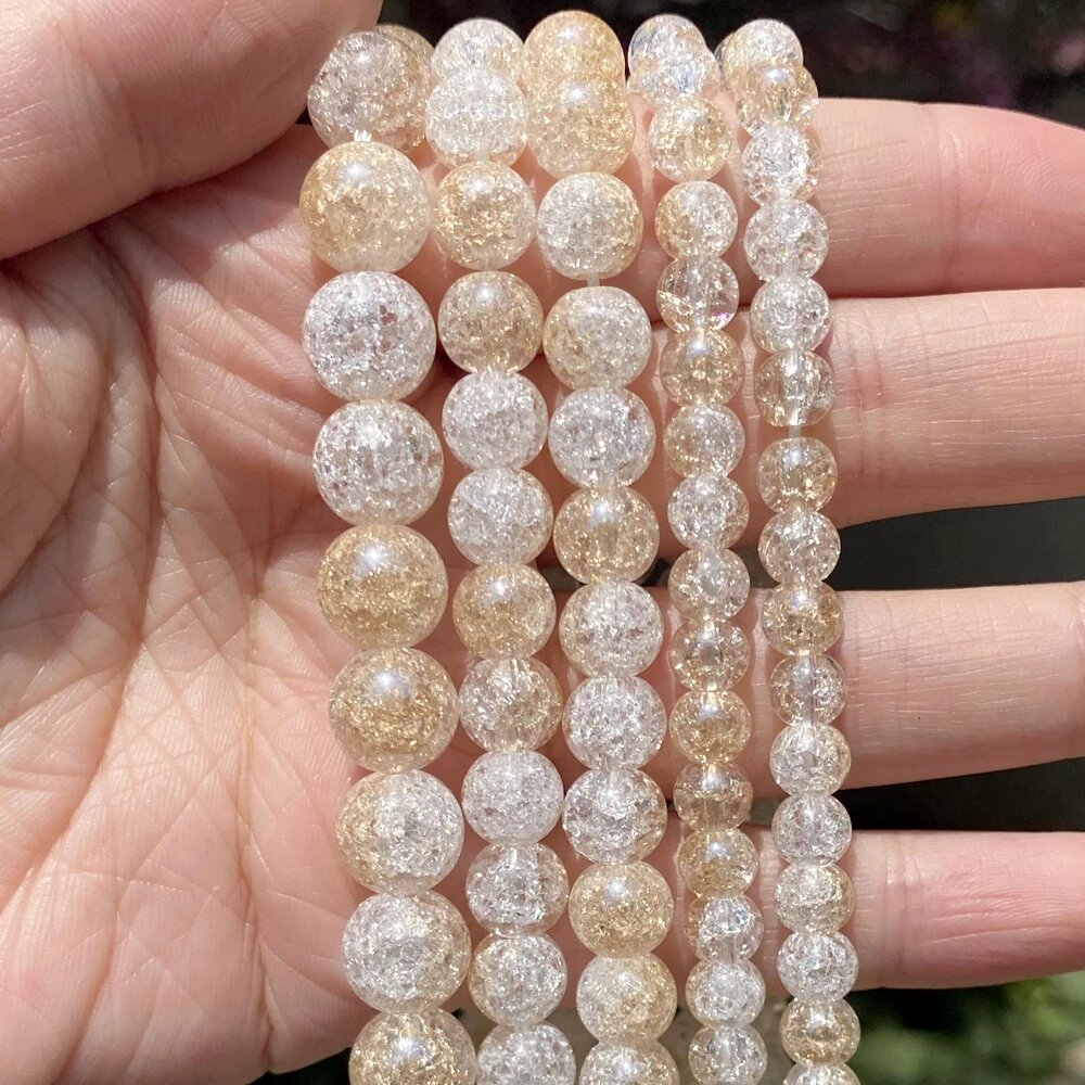 6/8/10 мм бусины из натурального камня цвета шампанского золотого цвета треснувшие агаты круглые бусины-разделители для изготовления ювелирных изделий аксессуары для браслетов «сделай сам»