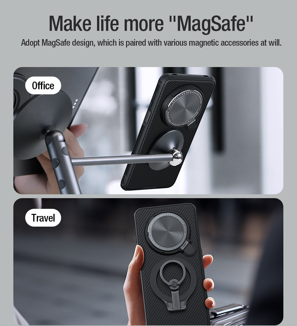Чехол с поддержкой MagSafe от Nillkin на Huawei Mate 70 Pro и 70 Pro+ с металлической откидной крышкой, серия CamShield Prop Magnetic Case — фото 1