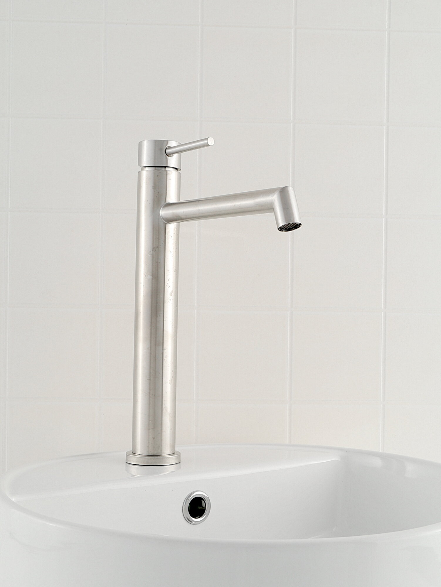 Смеситель для раковины с высоким корпусом, одно рычажный, нержавеющая сталь — фото 1