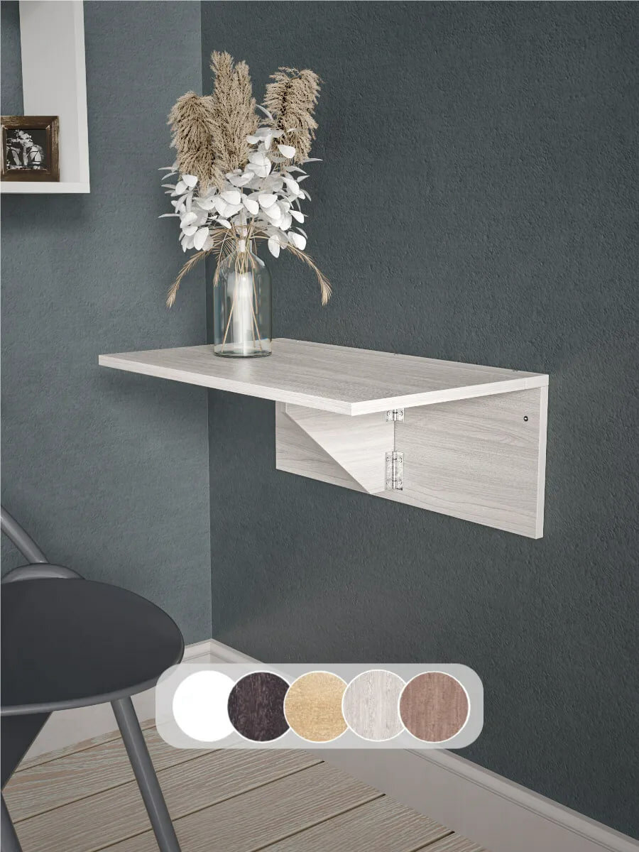 Досто Стол подвесной откидной настенный парящий полка на стену 60х37х24 см, Ясень шимо светлый