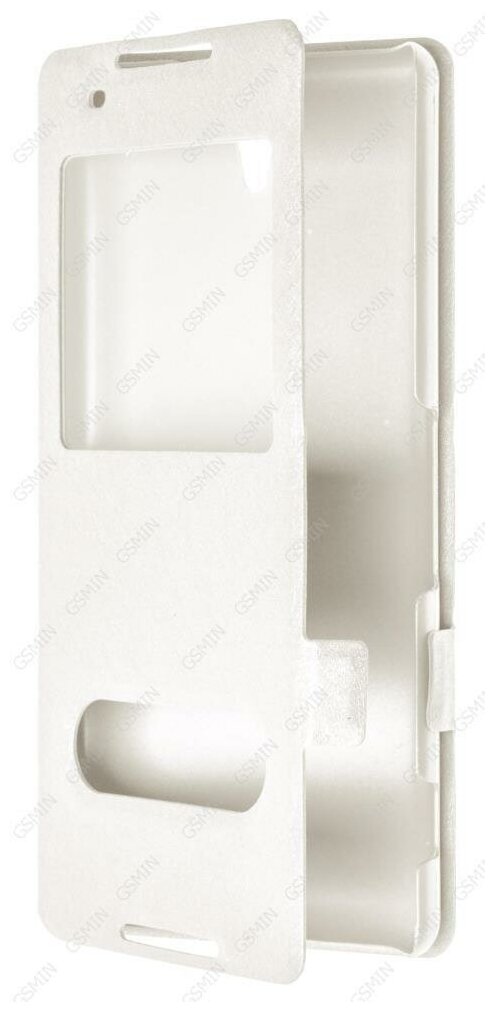 Чехол-книжка с магнитной застежкой для Sony Xperia C5 Ultra с окном (Белый)