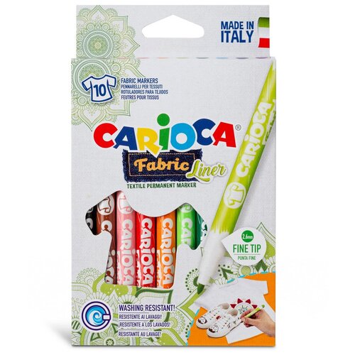 Фломастеры "Carioca" для ткани Fabric Liner 10 цветов 42909