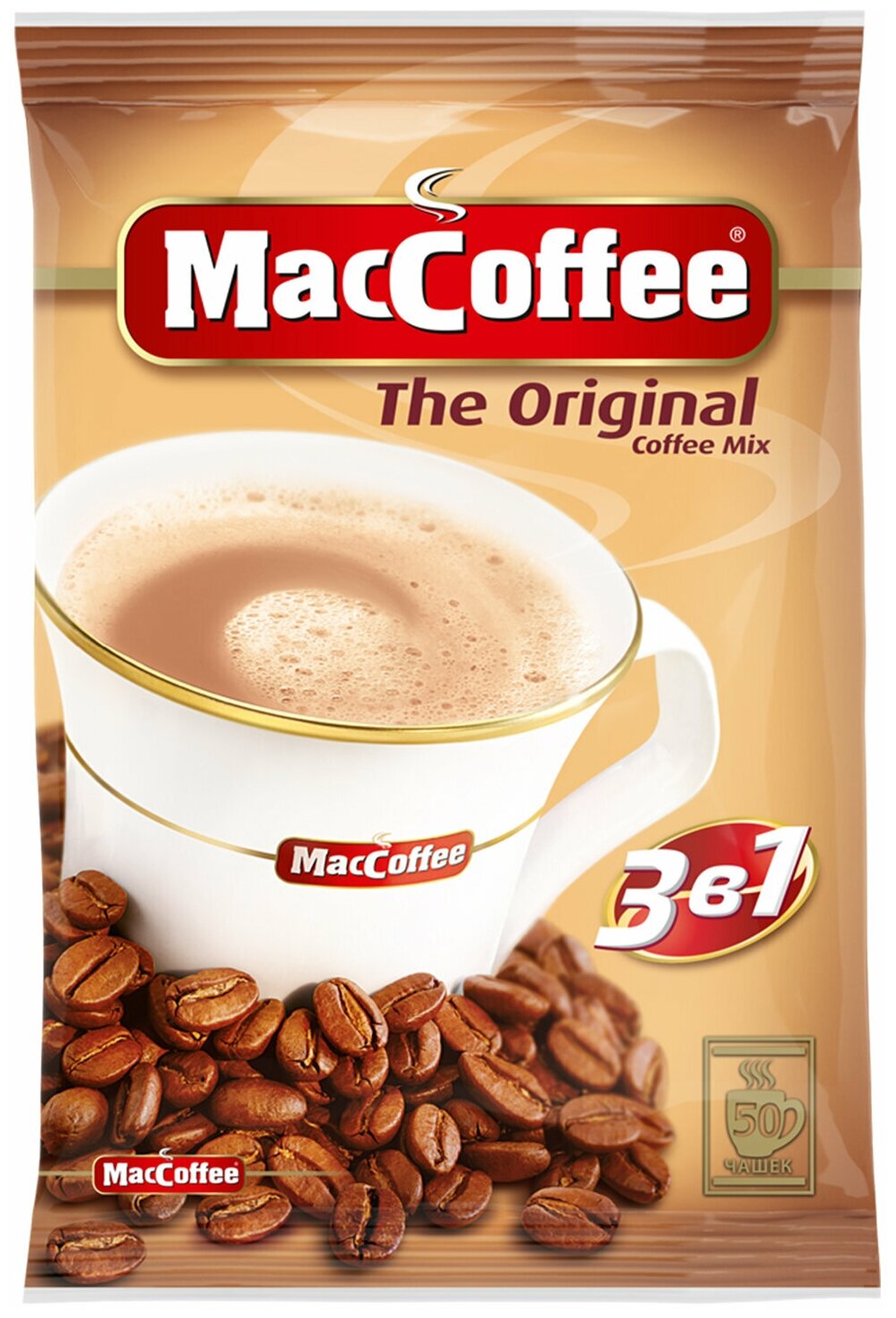 Кофе растворимый порционный MacCoffee "3 в 1 Оригинал", комплект 50 пакетиков по 20 г, 100101