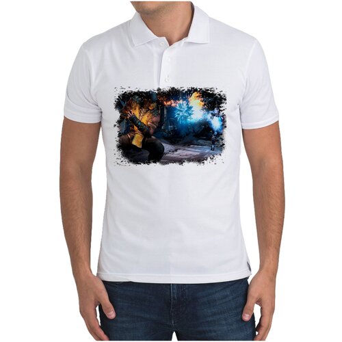 Рубашка- поло CoolPodarok Mortal Kombat MK Мортал комбат Скорпион и Сабзиро(пламя и лёд)