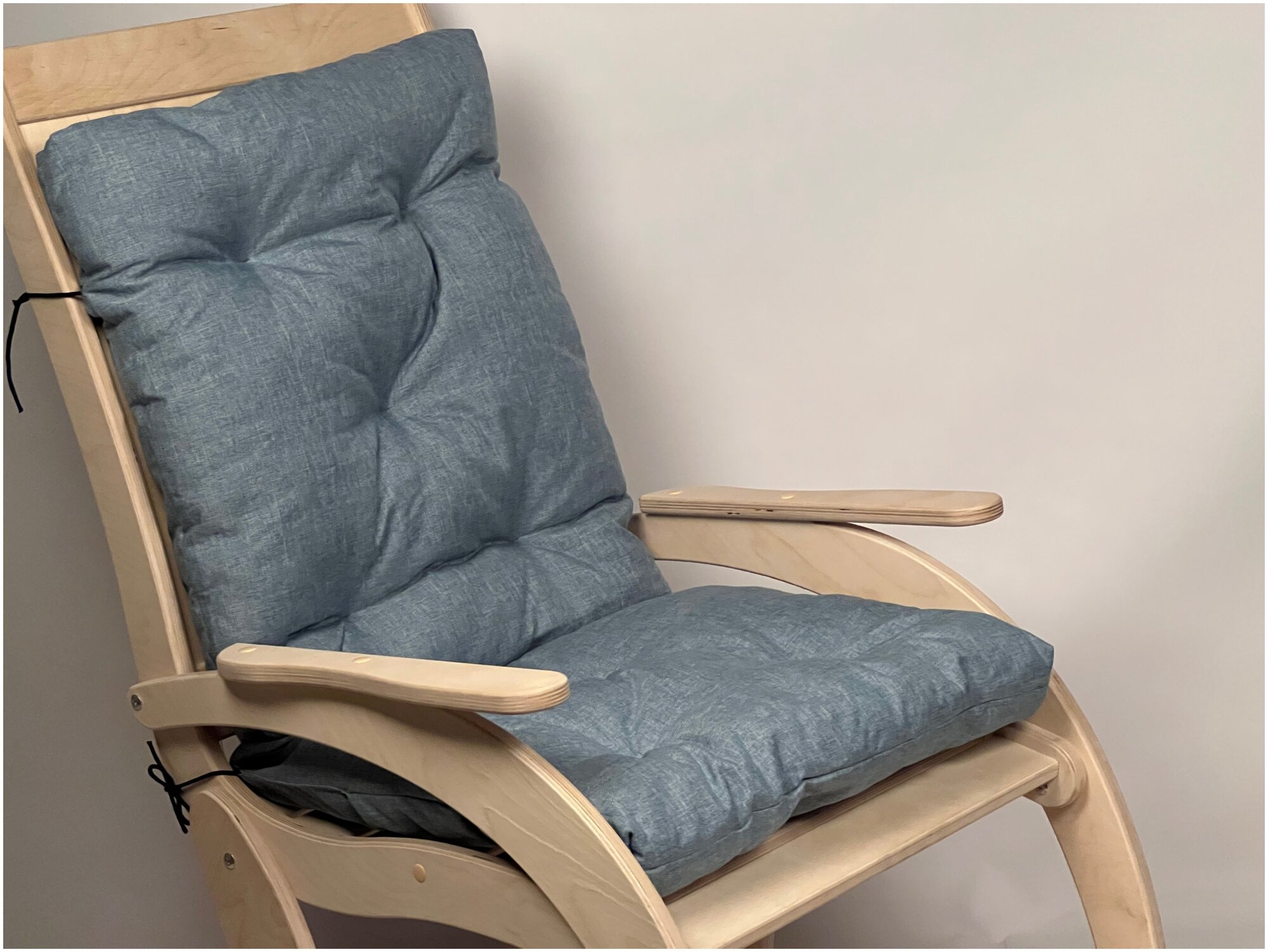 Матрас для шезлонга, матрас для кресла-качалки, матрас на кресло, подушка сиденье на кресло качалку, 50х110 см бледно голубой - фотография № 2
