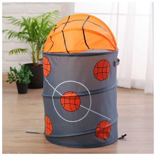 Корзина для игрушек «Баскетбол» с ручками и крышкой корзина для игрушек баскетбол с ручками и крышкой