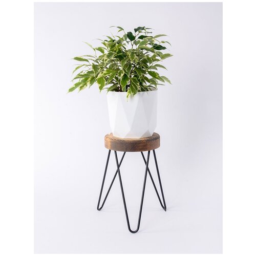 Подставка для цветов ilwi INT-W-PC-W-1-M13 на подоконник на окно металлическая из массива дерева в стиле лофт подарок на день рождения 2300₽