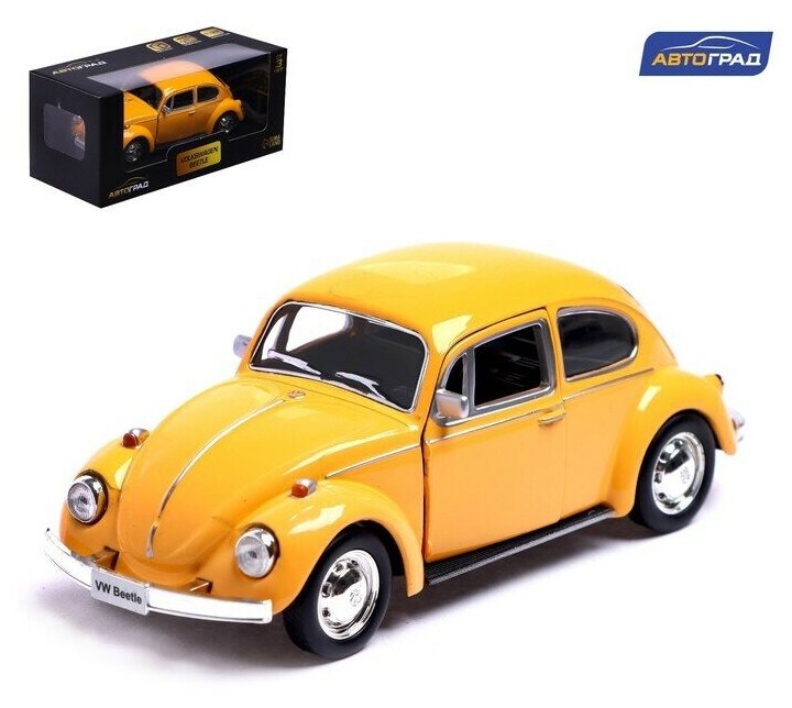 Машина металлическая VOLKSWAGEN BEETLE 1967, 1:32, открываются двери, инерция, цвет желтый