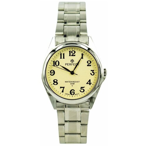 фото Perfect часы кварцевые, на батарейке, мужские, на кожаном ремне, металлический браслет, японский механизм наручные p124-2