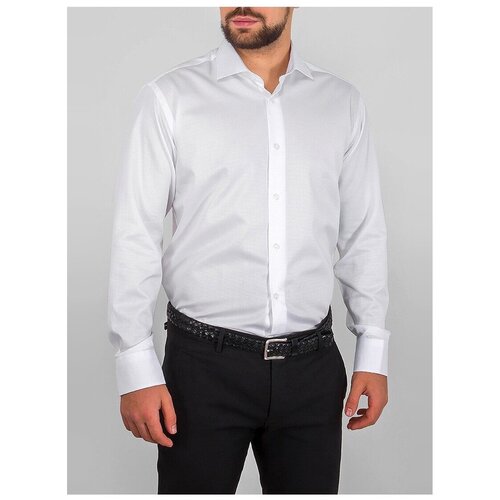 фото Рубашка мужская длинный рукав greg 113/191/8094, прямой силуэт / сlassic fit, цвет белый, рост 174-184, размер ворота 42