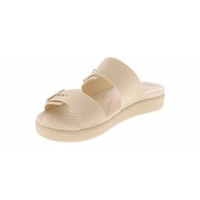 Шлёпанцы Crocs Brooklyn Buckle Low, размер W11 US, бежевый — фото 1