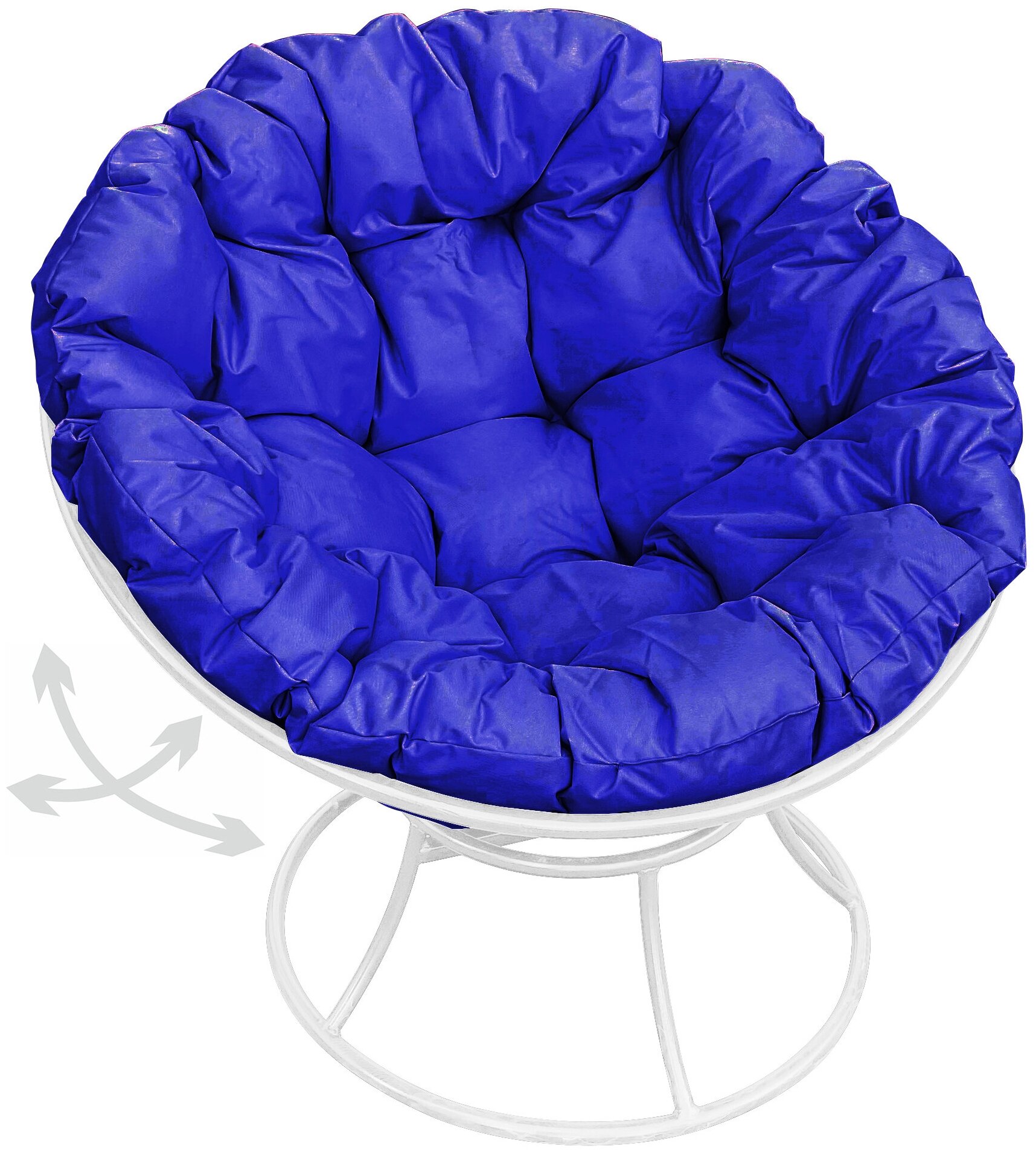 Кресло m-group папасан пружинка белое, синяя подушка - фотография № 1