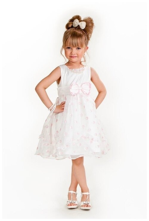 Платье Cascatto, размер 7-8/116-122, розовый, белый