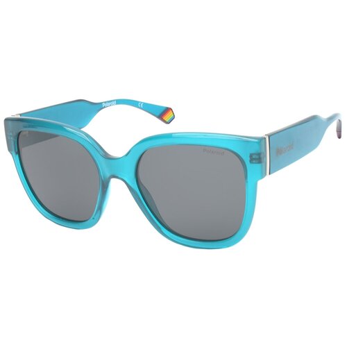 фото Солнцезащитные очки polaroid, кошачий глаз, оправа: пластик, с защитой от уф, для женщин, голубой