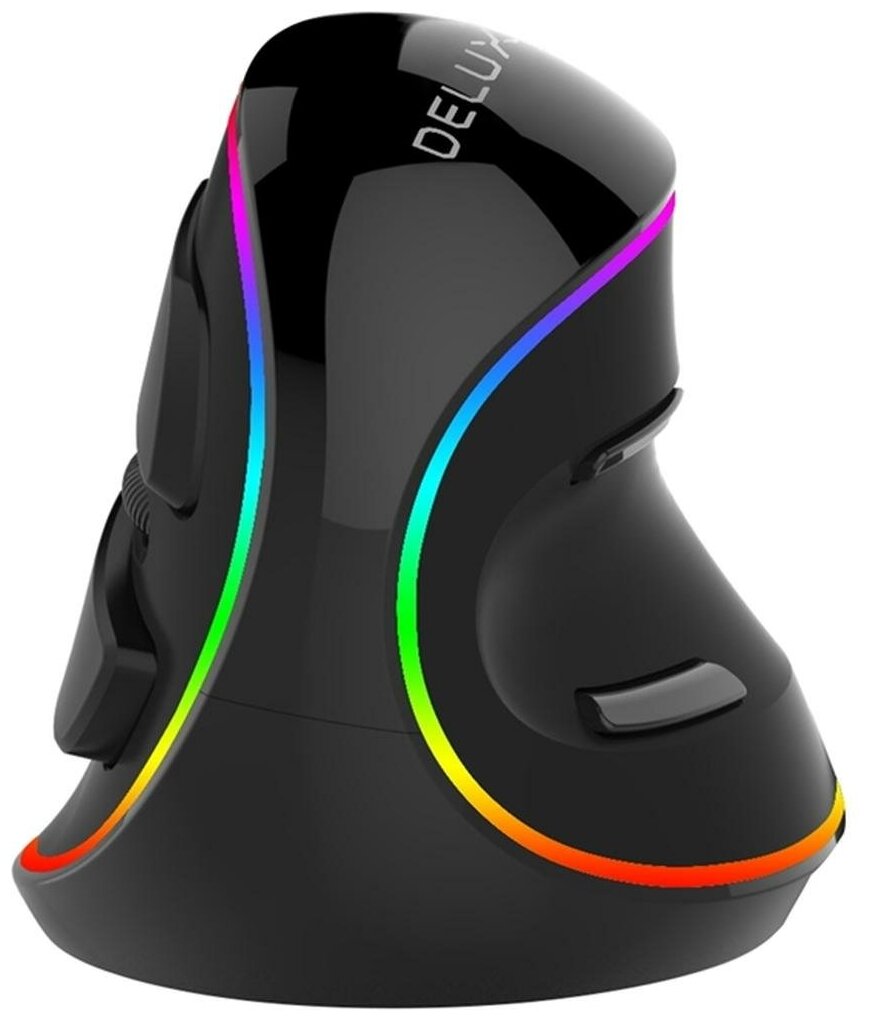 Вертикальная мышь проводная Delux M618 PLUS RGB, черный
