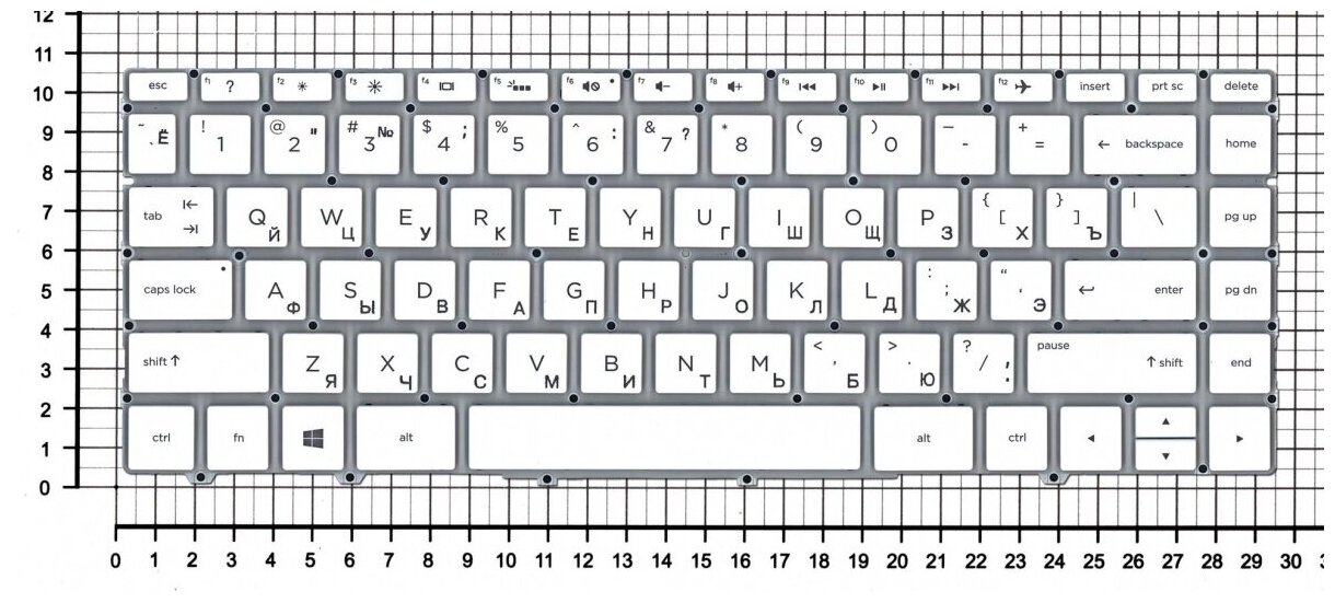 Клавиатура для ноутбука HP PK1321W1B05 белая с подсветкой