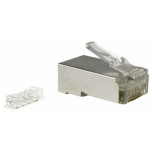 Разъём RJ-45 Hyperline (PLUG-8P8C-UV-C6-SH) hyperline монтажное оборудование plug 8p8c u c5 sh 100 разъем rj 45 8p8c под витую пару категория 5e 50 µ 50 микродюймов экранированный