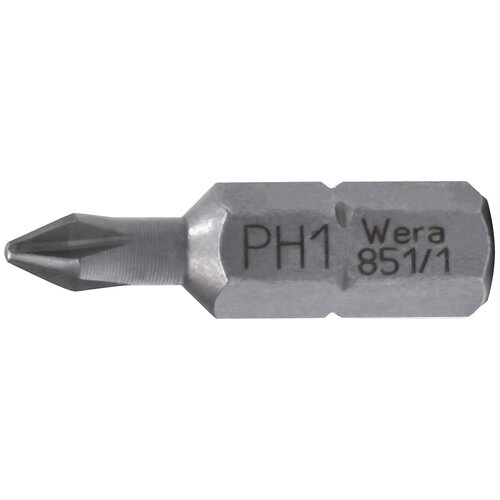 851/1 Z PH бита, вязкая твёрдость, хвостовик 1/4 C 6.3, PH 1 x 25 мм WERA (WE-072070)