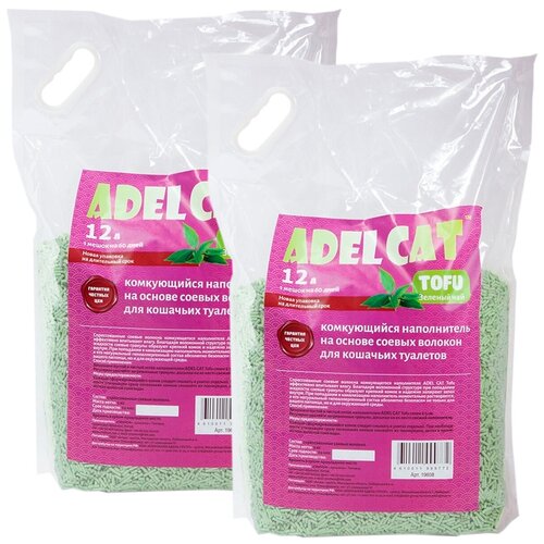 ADEL CAT TOFU наполнитель комкующийся на основе тофу для туалета кошек с ароматом зеленого чая (12 + 12 л)