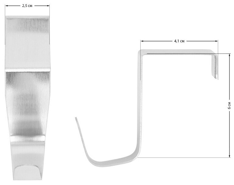 Набор крючков на дверь DeNASTIA 2 шт., нержавеющая сталь, цвет серый, A000095 - фотография № 4