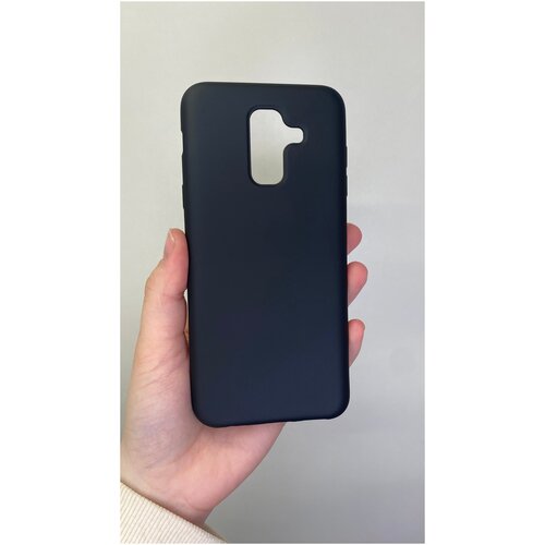 Силиконовый чехол с микрофиброй внутри Silicone cover для Samsung Galaxy A6 PLUS 2018 черный