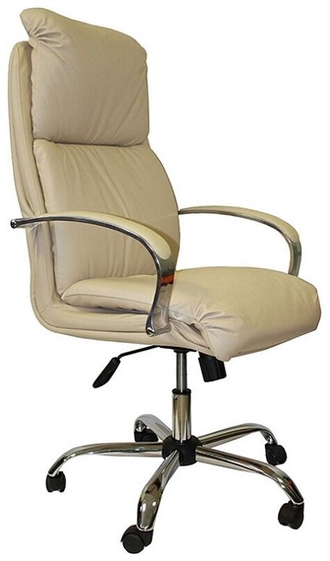 Компьютерное кресло Евростиль Надир Хром M-PP для руководителя, обивка: натуральная кожа, цвет: бежевый
