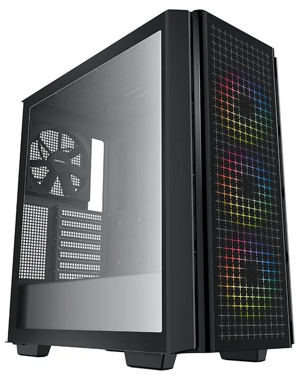 Корпус eATX Deepcool черный, без БП, боковое окно закаленное стекло, 2*USB 3.0, audio - фото №1