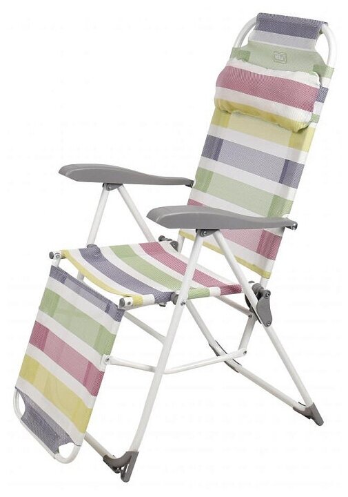 Кресло-шезлонг Ника К3/П (с цветными полосками, для дачи, кемпинг, складной, раскладной, со спинкой, для похода)