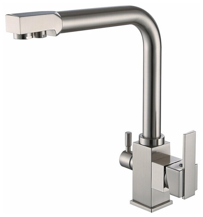 Смеситель для кухни с краном питьевой воды "Elite" Матовый никель