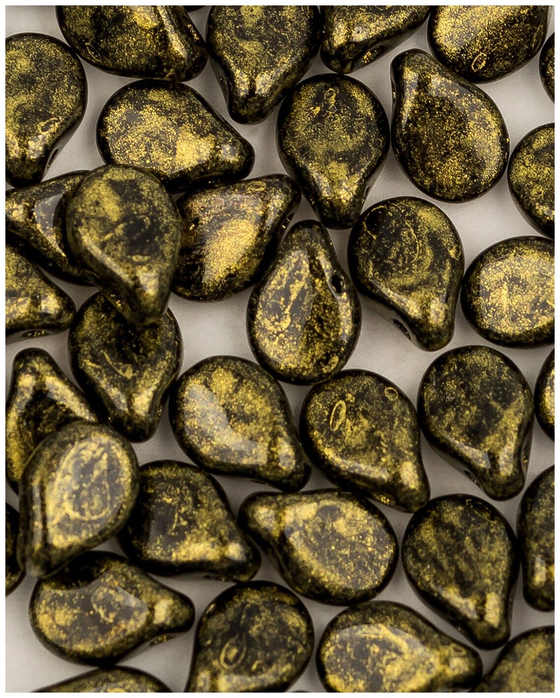 Стеклянные чешские бусины Pip Beads 5х7 мм цвет Jet Gold Picasso 50 шт. (23980-56902*1)