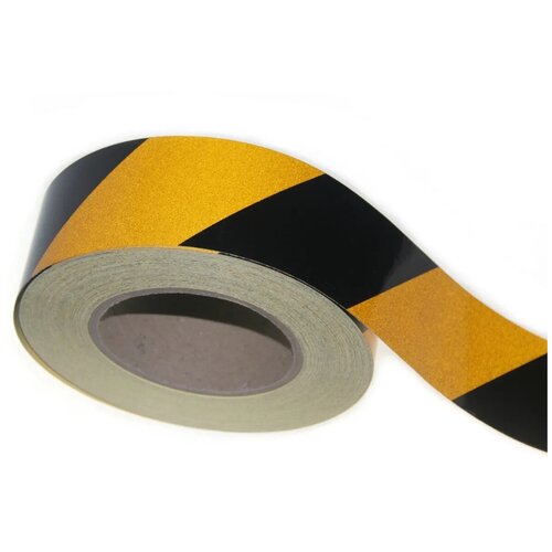 Светоотражающая желто-черная самоклеющаяся лента Regart RT 5см х 45м