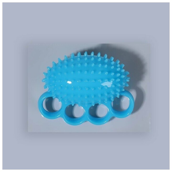 Массажёр TPR (термопластичная резина) универс с шип Мячик с руч 12*9*6см голуб пакет накл от Onlitop . - фотография № 2