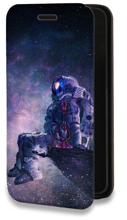 Дизайнерский горизонтальный чехол-книжка для Хуавей П Смарт 2021 / Huawei P Smart (2021) Космонавт