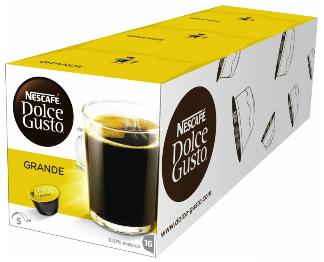 Кофе в капсулах Nescafe Dolce Gusto Grande, 16 кап. в уп., 3 уп.