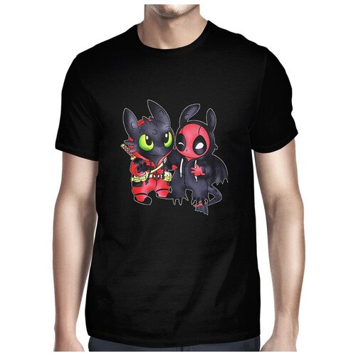 Футболка Design Heroes Беззубик и Пул / Супергерой Мужская Черная 2XL