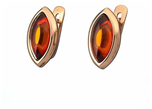 Серьги Amberprofi, серебро, 925 проба, золочение, янтарь