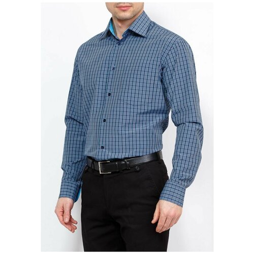 фото Рубашка мужская длинный рукав casino c225/1/101/z/1, полуприталенный силуэт / regular fit, цвет синий, рост 174-184, размер ворота 40