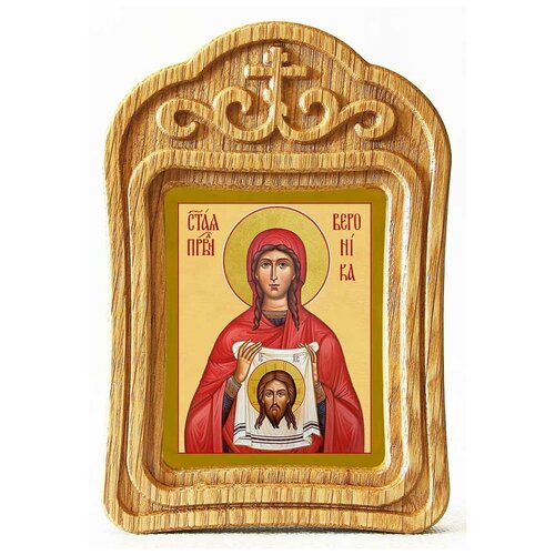икона вероника кровоточивая праведная бисер Святая праведная Вероника Кровоточивая, икона в резной деревянной рамке
