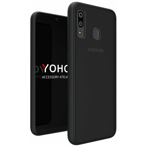 YOHO Чехол защитный - противоударный, матовый, для телефона Samsung Galaxy A20. Черный - черный YCHPMA20BB