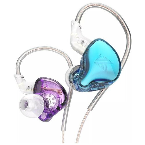 Наушники KZ EDC HIFI Бас - cпортивный мониторинг шумоподавление проводные с микрофоном голубойфиолетовый 76800₽