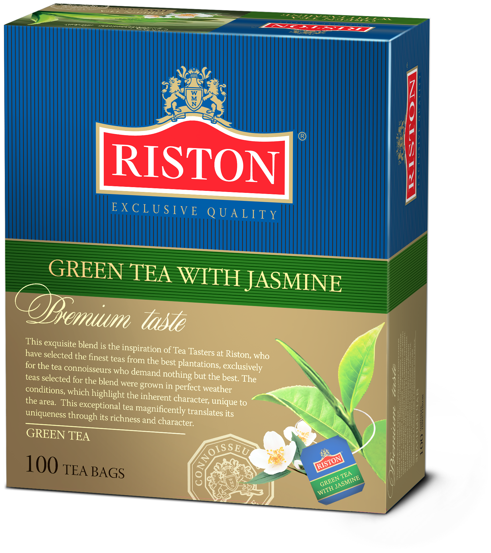 Чай зеленый Riston with jasmine в пакетиках, 100 шт. - фотография № 1
