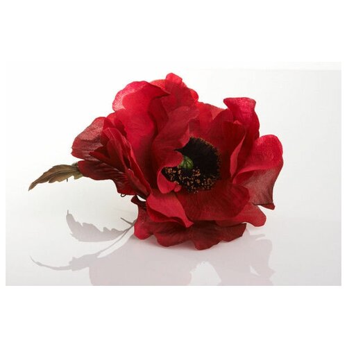 Мак из шелка - брошь из ткани