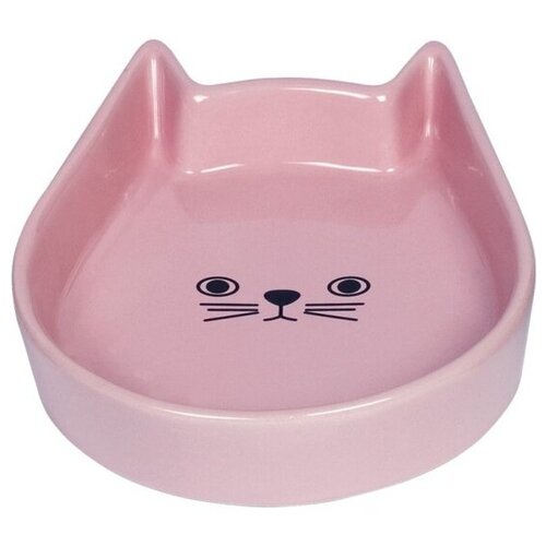 Миска керамическая Nobby "Kitty face", с рисунком (цвет: розовый), 13x16x3 см