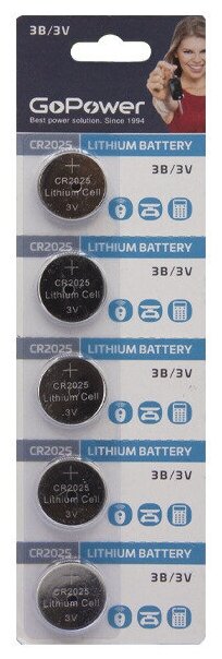 Батарейка GoPower CR2025 BL5 Lithium 3V