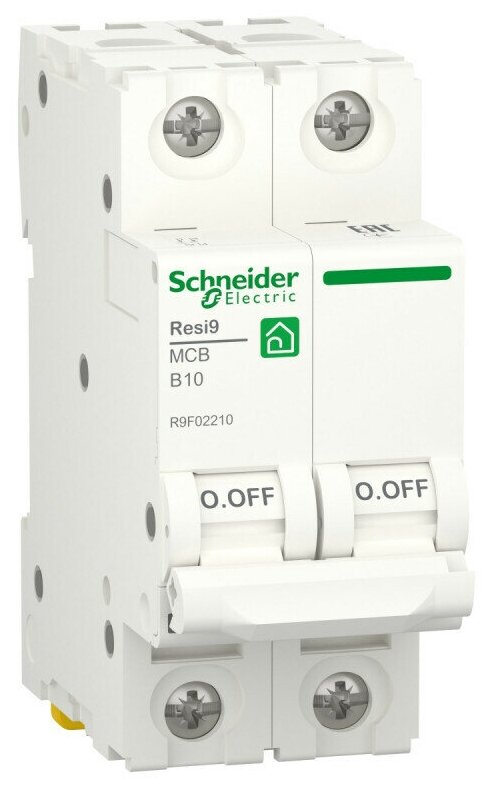 Автоматический выключатель Schneider Electric Resi9 2P 10А (B) 6кА R9F02210