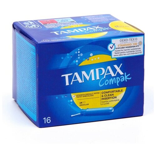 tampax tampax compak тампоны женские гигиенические с аппликатором regular duo Tampax Тампоны с аппликатором Tampax Compak Регуляр Duo, 16 шт