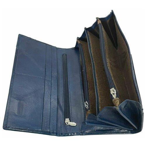 фото Кошелек yakmi, натуральная кожа, гладкая фактура, на магните, подарочная упаковка, синий