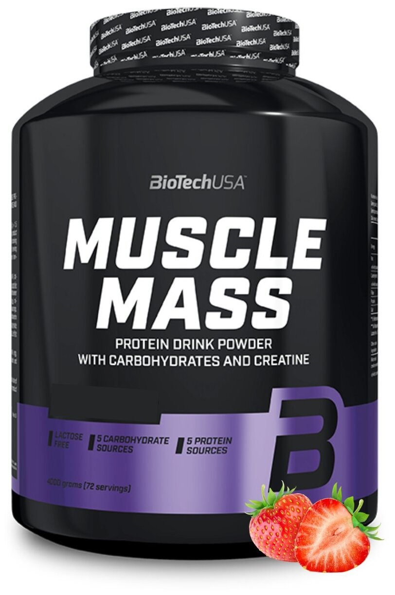 BioTechUSA Muscle Mass 4000 гр., клубника